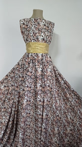 Latina Spandex -Negru cu Maci Stilizati Ab/Bej- STO1273